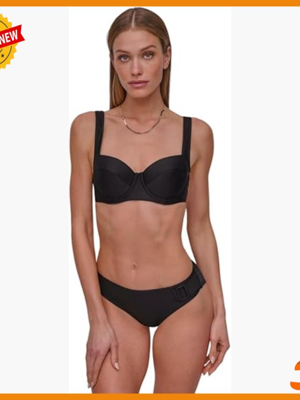 Large Nylon Spandex Molded Bra Bikini Set Low Rise Bottom Ring Detail